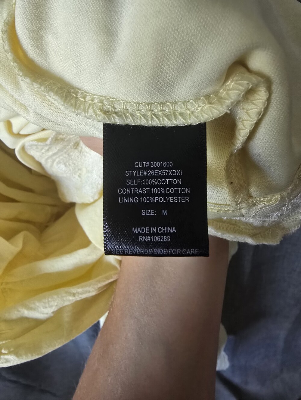 Trixxi Butter Yellow Cottagecore Tie Back Embroidered Midi Dress Size M - Picture 6 of 6